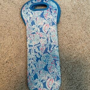 Lilly Pulitzer Blue and Pink Floral Wine Tote